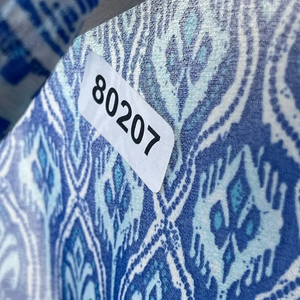 CHICOS Tunic 3 XL Chiffon Seaside Scroll Kurta Embellished Long Sleeve Blue NEW - Picture 14 of 14